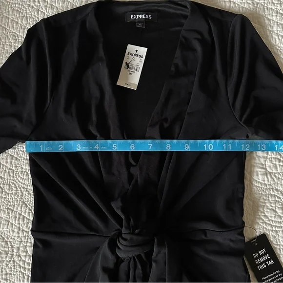 NWT Express Plunging Knot Front Maxi Dress Black Women’s XXS - Picture 9 of 11